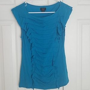 Deletta Anthropologie Blue Ruffle Tank Medium